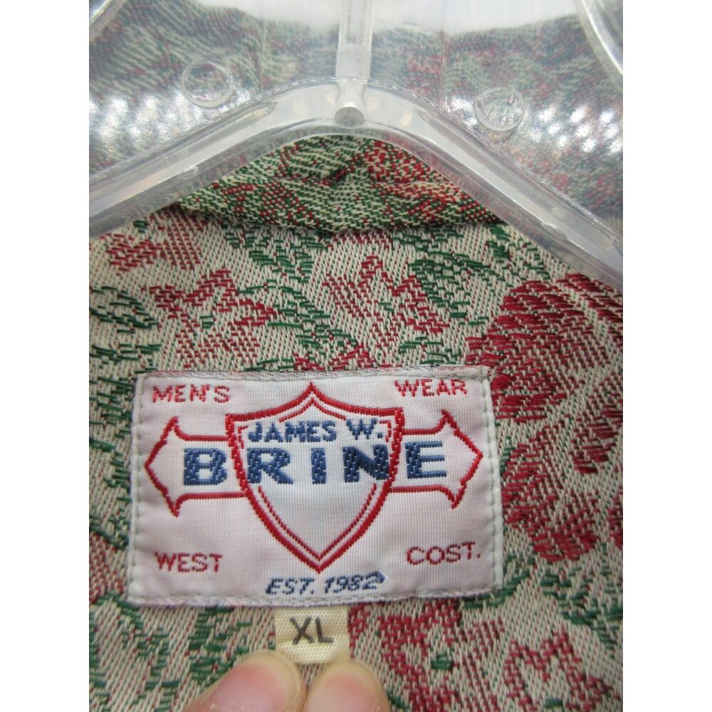 Vintage Men’s Shirt XL Floral Jacquard Psychedelic Mod 60s James W Brine - Picture 8 of 10